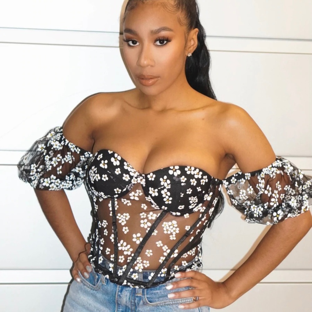 Carmin Daisy Print Corset Top size Large